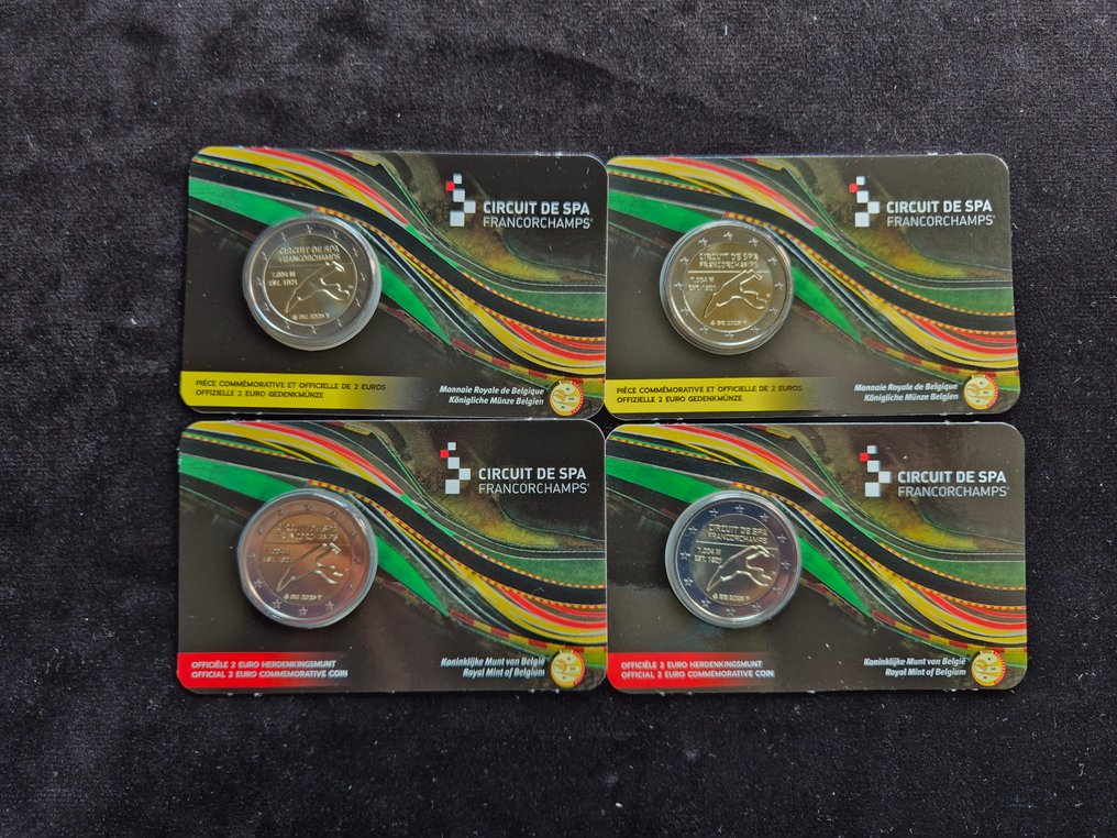 België. 2 Euro 2025 "Circuit de Spa Francorchamps" (4 coincards) (Zonder Minimumprijs) #1.0