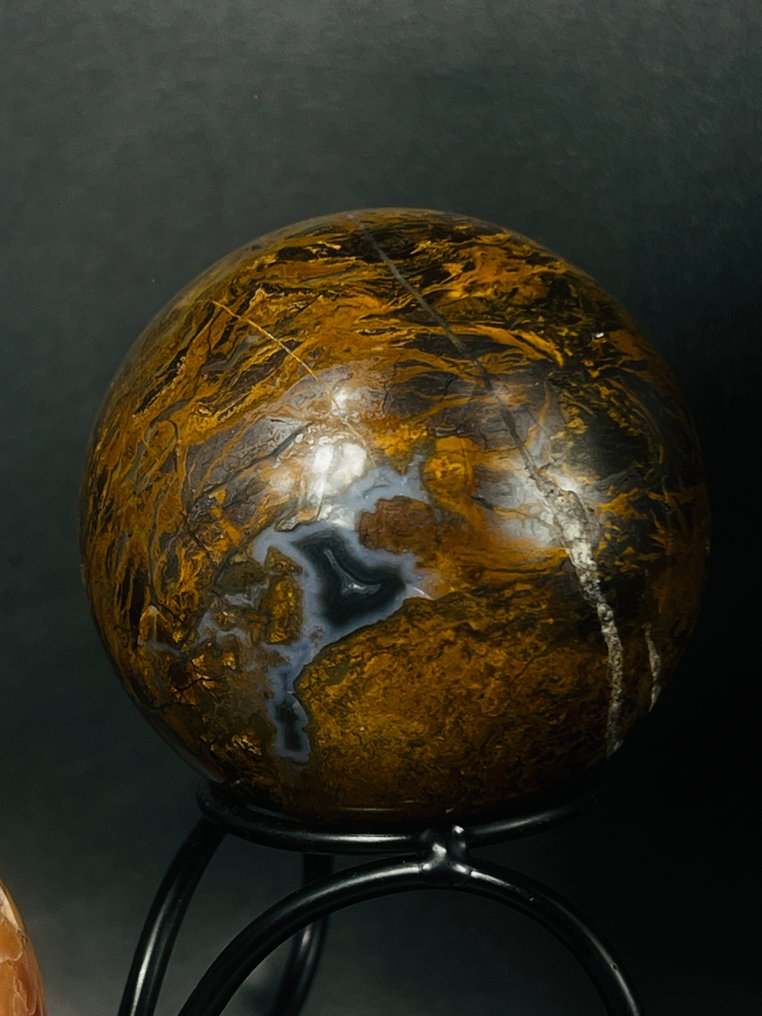 Agate Sphere Trio – Harvinainen kokoelma Intiasta, Tansaniasta ja Meksikosta.- 850 g - (1) #4.3