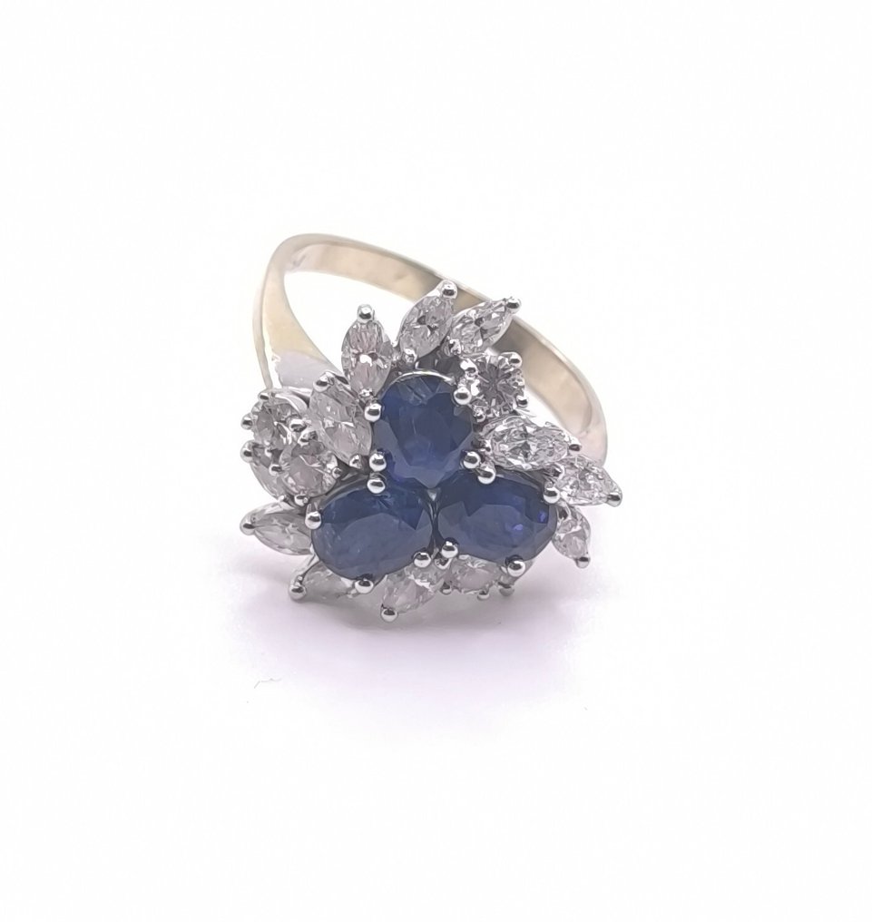 Δαχτυλίδι - 18 καράτια Λευκός χρυσός -  1.75ct. tw. Ζαφείρι - Διαμάντι #4.3