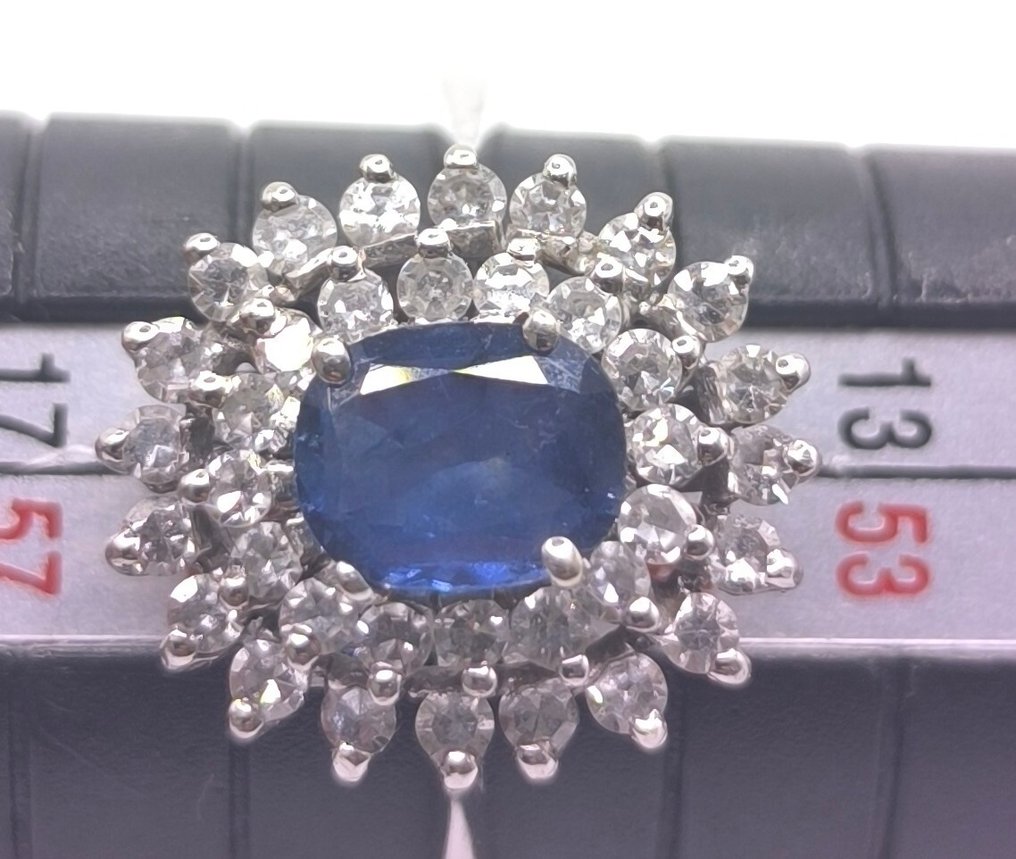 Δαχτυλίδι αρραβώνων - 18 καράτια Λευκός χρυσός -  1.50ct. tw. Ζαφείρι - Διαμάντι #3.2