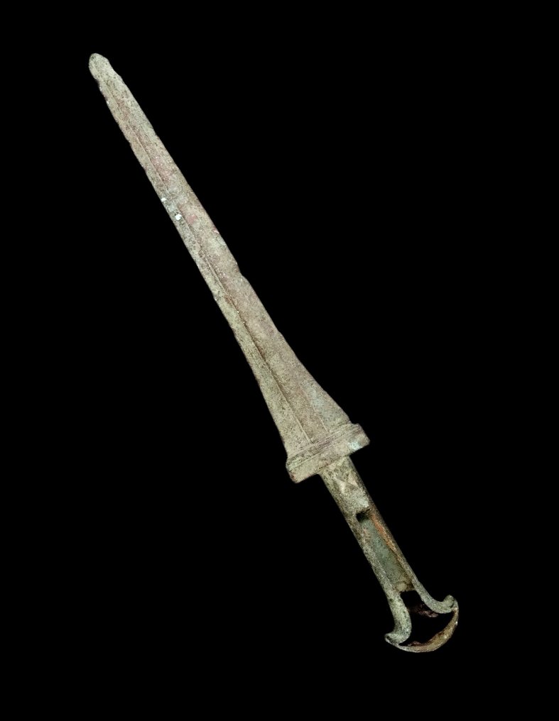 洛雷斯坦 中央宽脊铜制剑，带镶嵌手柄 - 长37.2厘米 #1.0