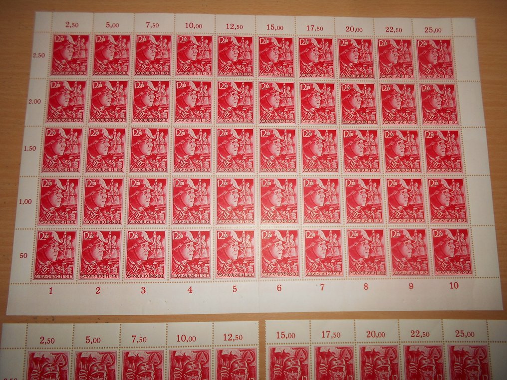 German Empire 1945 - Part organization SA/SS in the complete 50 sheet set, mint never hinged. - Michel-Nr. 909-910 per 50 Stück #4.3