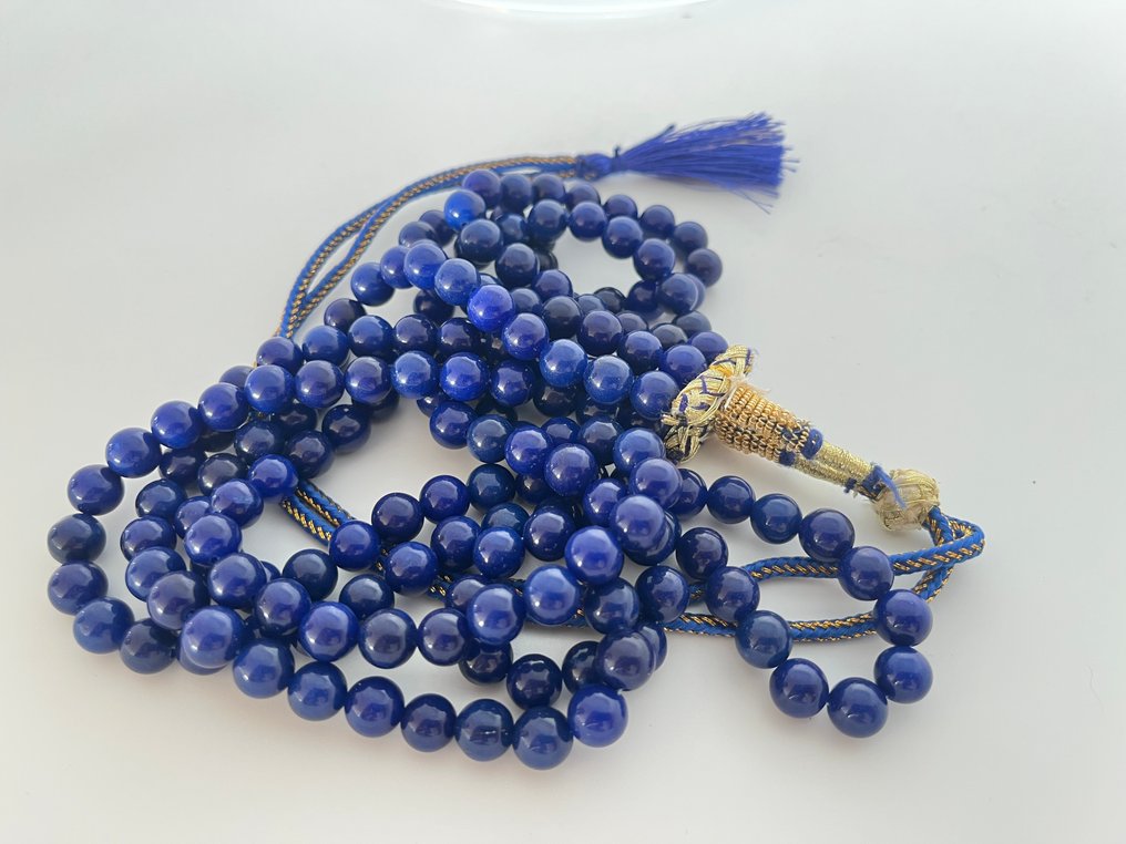 大约183颗手工制作的印度蓝宝石石英珠子- 139 g #1.0