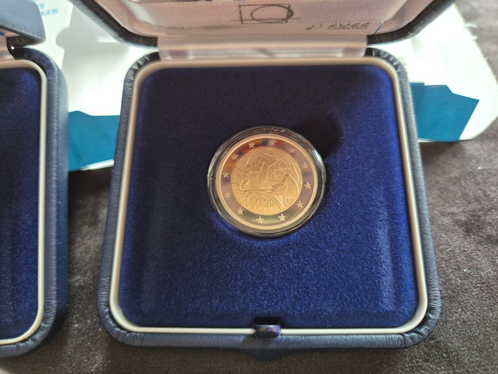 意大利. 2 Euro 2022 "Erasmus" (2 stuks) Proof  (没有保留价) #4.3