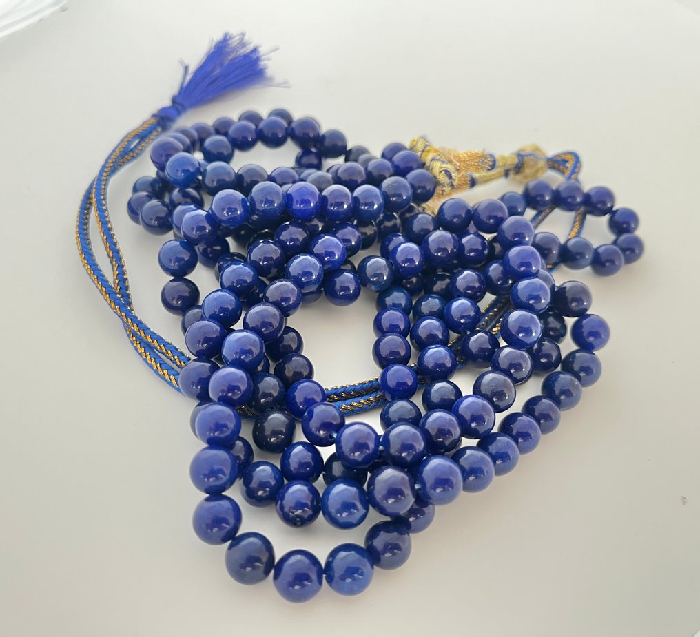 大约183颗手工制作的印度蓝宝石石英珠子- 139 g #3.2