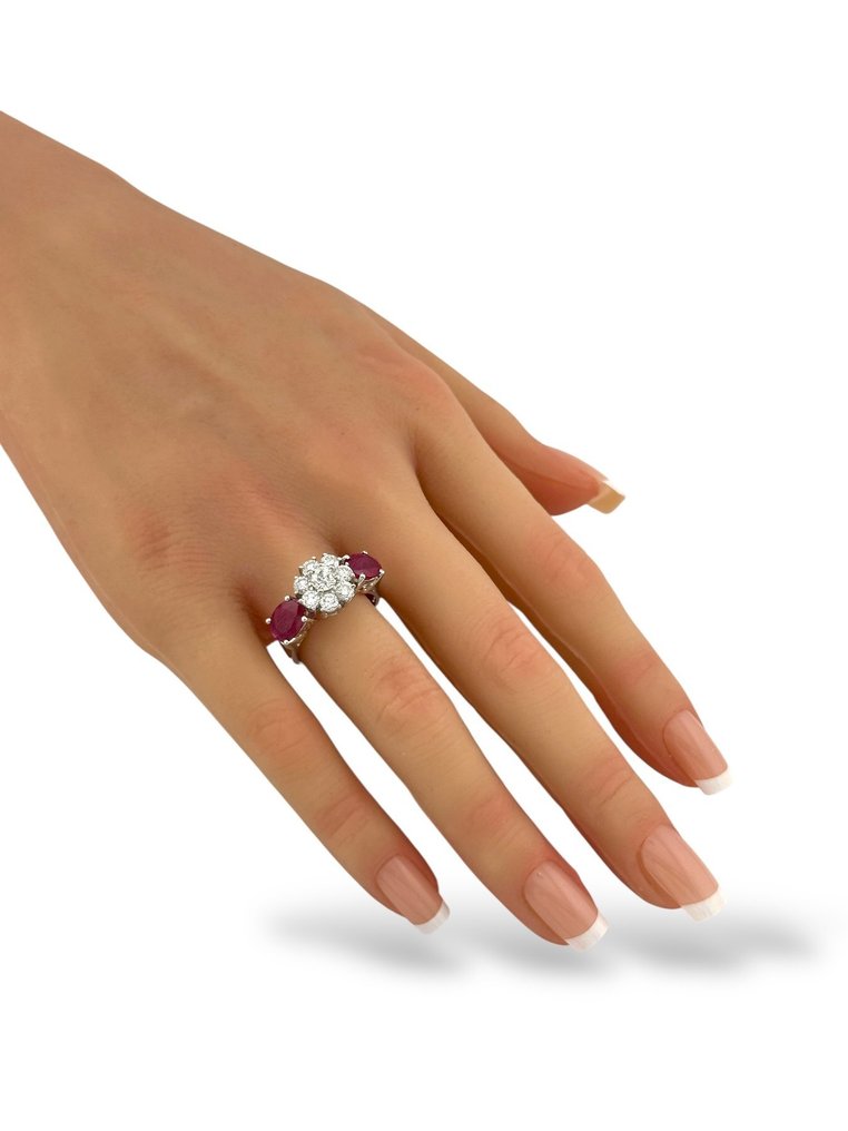 Δαχτυλίδι Χρυσό δαχτυλίδι με 5,10 καράτια ρουμπίνια και 1,01 καράτια διαμάντια., Πλατίνα -  6.11ct. tw. Διαμάντι (Φυσικό)  - Διαμάντι #4.3