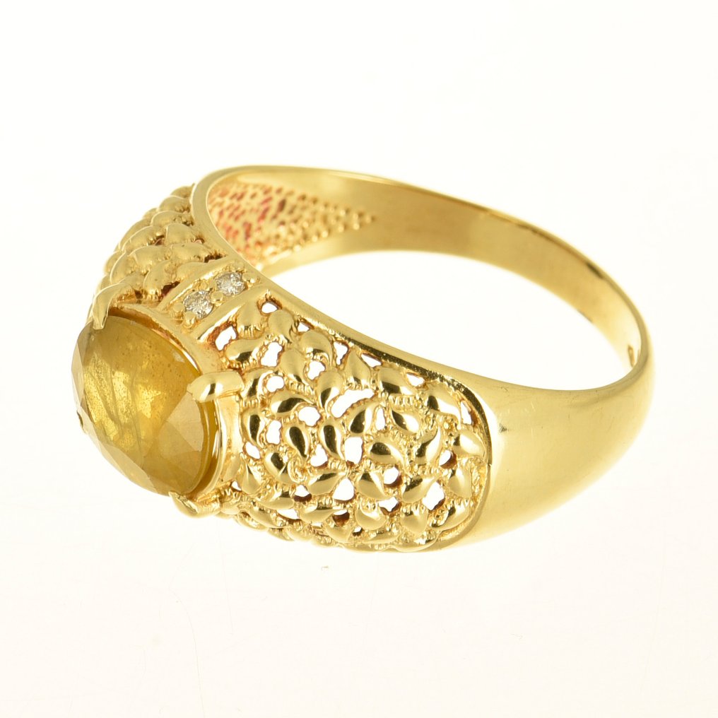 Gyűrű - 14 kt. Sárga arany Zafír - Gyémánt #2.1