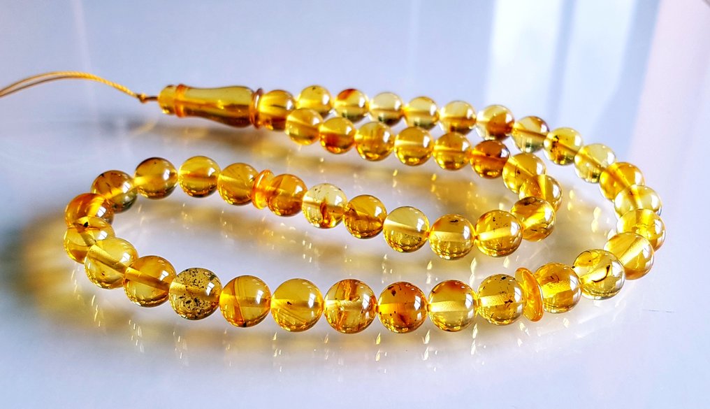 Amber 非常罕见的天然波罗的海琥珀念珠，带有昆虫包裹，每一串都具有独特的稀有性。- 17 g #4.3