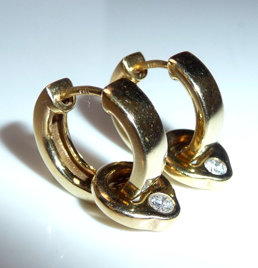 Σκουλαρίκια - 14 καράτια Κίτρινο χρυσό -  0.14ct. tw. Διαμάντι (Φυσικό)  - Creolen + κρεμαστά #3.2