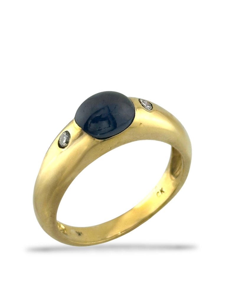 Δαχτυλίδι - 14 καράτια Κίτρινο χρυσό Διαμάντι (Φυσικό)  - Ζαφείρι #1.0