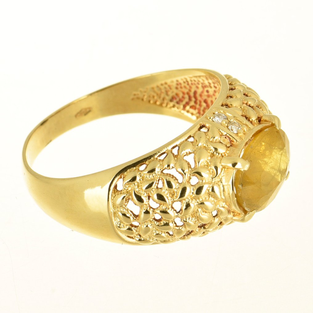 Gyűrű - 14 kt. Sárga arany Zafír - Gyémánt #4.3