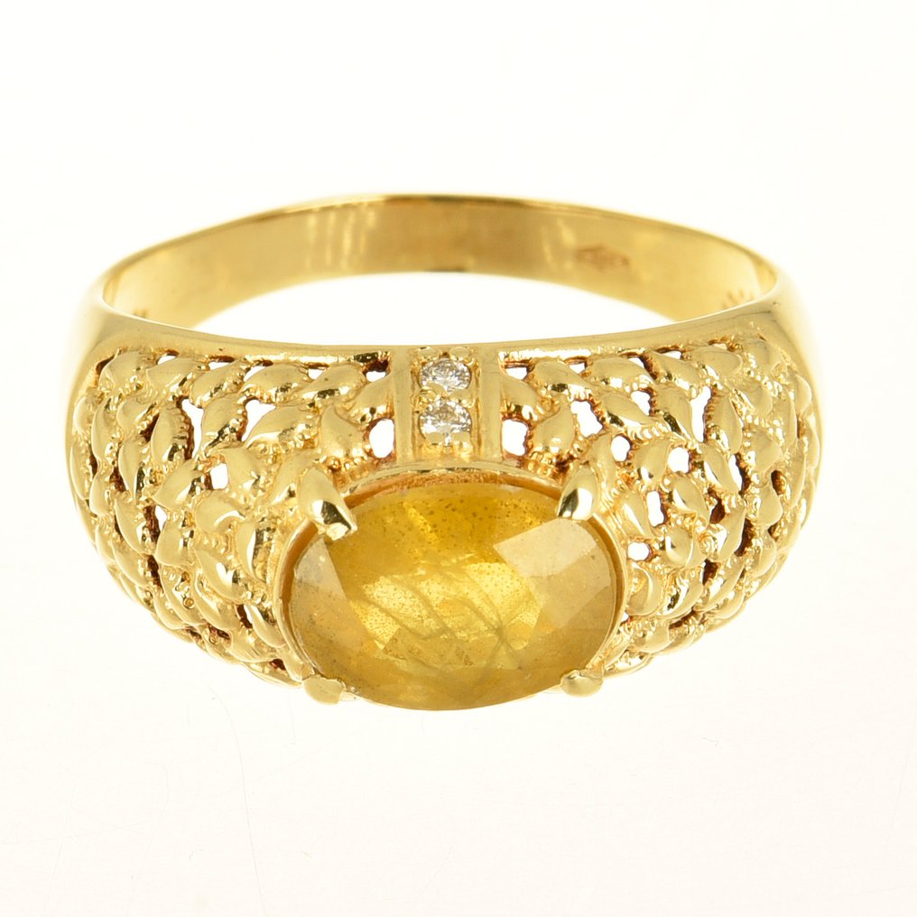 Gyűrű - 14 kt. Sárga arany Zafír - Gyémánt #3.2