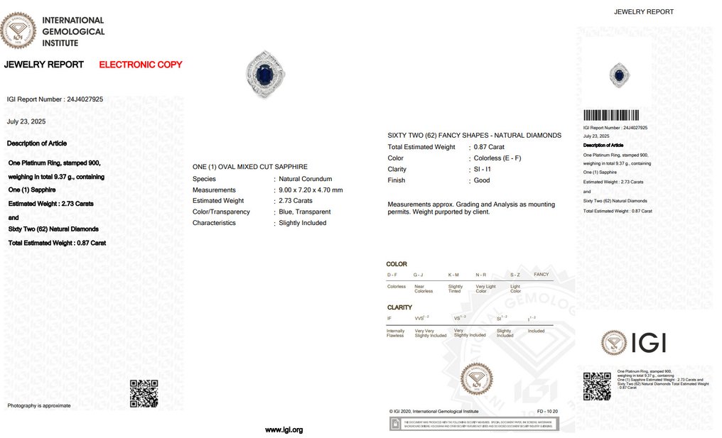 Δαχτυλίδι Πλατίνα - 3.60ct. tw. Ζαφείρι - Διαμάντι #2.1
