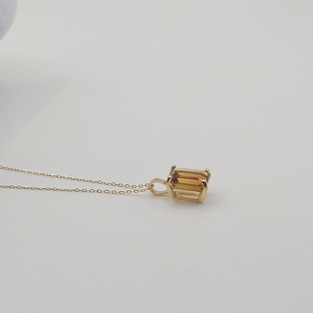 没有保留价 - 吊坠 - 18K包金 黄金 - 1.00ct. tw. 黄宝石 - 黄水晶长方形 1.00 克拉 #4.3