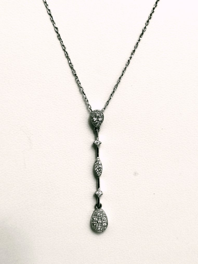 Κολιέ με μενταγιόν - 18 καράτια Λευκός χρυσός Διαμάντι (Φυσικό)  #3.2