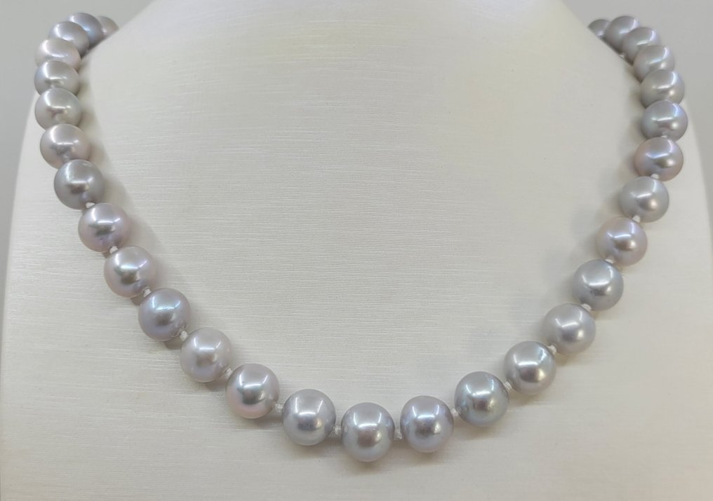 沒有保留價 - 頸鏈 - 14 克拉 白金 - 9x11毫米 #1.0