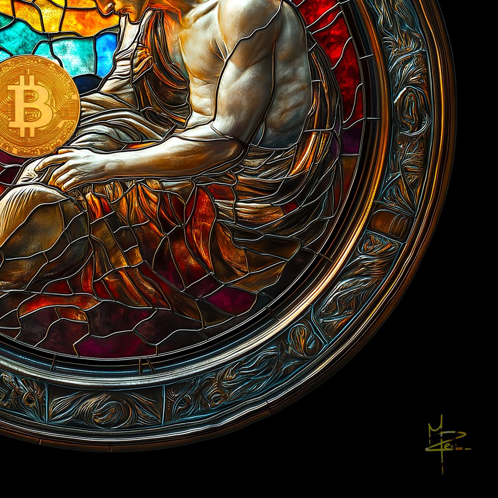 PLM-Art - The Bitcoin Creation Vitraux Style XL #4.3