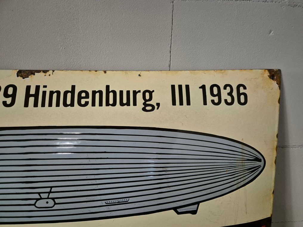 老旧的搪瓷广告牌飞艇 zeppelin - Oud emaille reclamebord luftschiff zeppelin - 标志 - 搪瓷 #3.2