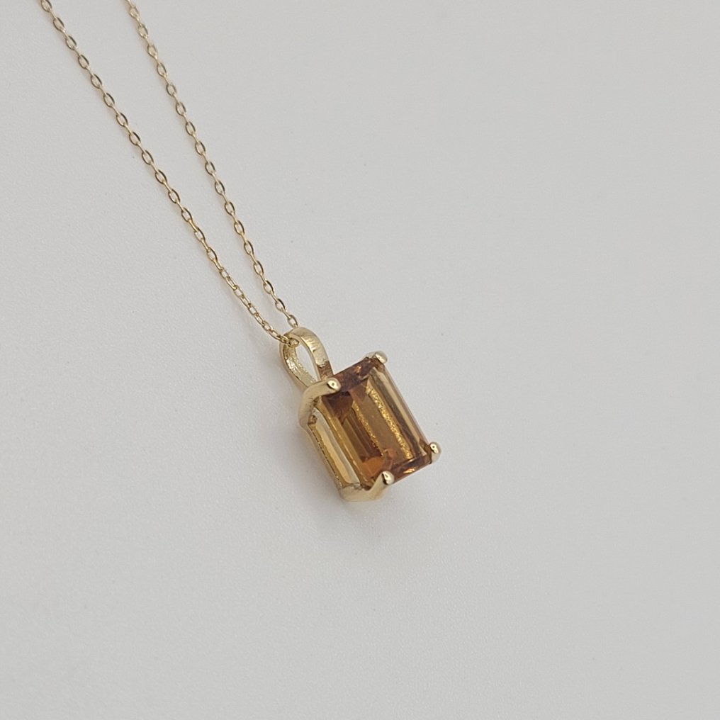 没有保留价 - 吊坠 - 18K包金 黄金 - 1.00ct. tw. 黄宝石 - 黄水晶长方形 1.00 克拉 #3.2