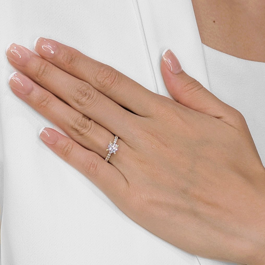 Ring - 18 kt. Rose gold -  1.31ct. tw. Diamond (Natural) - Diamond #1.0