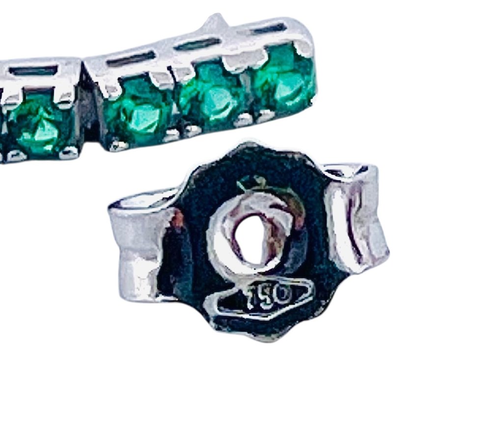 No reserve price - Earrings - 18 kt. White gold Emerald #4.3