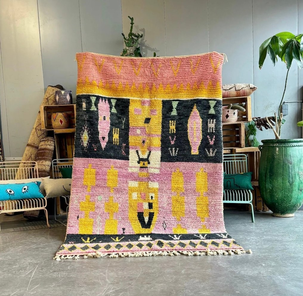 Berber Pink Wool Carpet - Handwoven Berber Carpet with Geometric Patterns - Rug - 270 cm - 165 cm #1.0