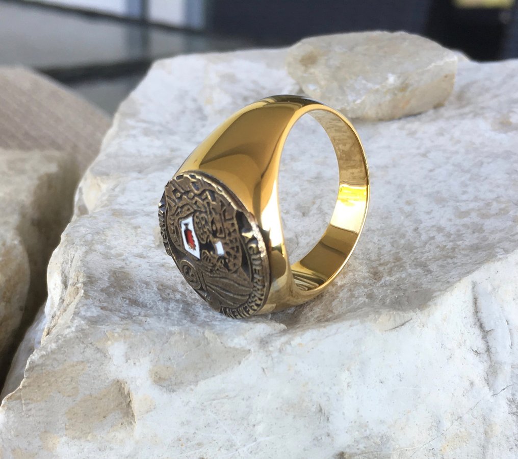 AJS - 3 rei Jaguar Corso Onorifico Legione Straniera Francese Paracadutismo Placcato in oro 24 KT - Anello #2.1