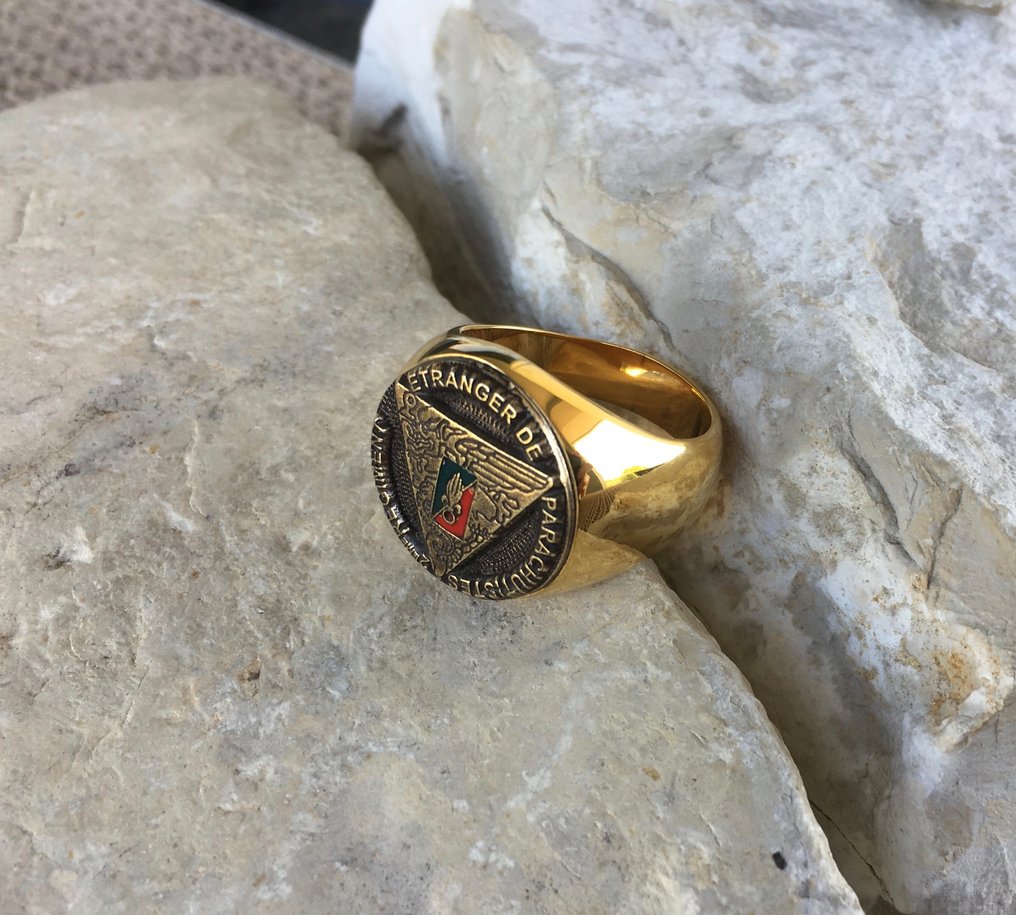 AJS - 2. Pułk Obcych Spadochroniarzy, francuska Legia, złocony - Pierścionek #2.1