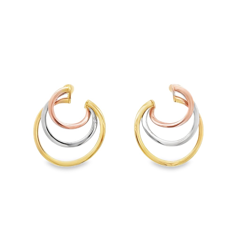 Σκουλαρίκια - 18 καράτια Κίτρινο χρυσό, Λευκός χρυσός, Ροζ χρυσό - Τρίχρωμη σημαία #1.0