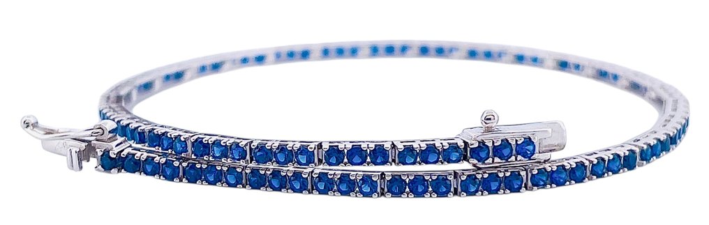 χωρίς τιμή ασφαλείας - Βραχιόλι - 18 καράτια Λευκός χρυσός Ζαφείρι #1.0