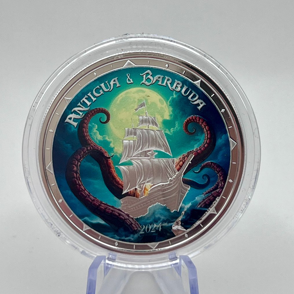 Kelet-karibi államok (Brit Tengerentúli Területek). 2 Dollars 2024 EC8 Antigua & Barbuda – 1 oz Colorized Silver PROOF – .999 Fine Silver #3.2