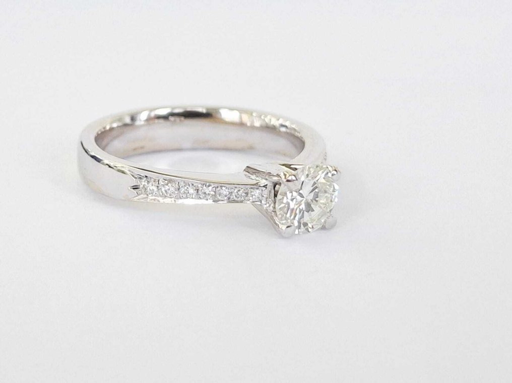 訂婚戒指 - 18 克拉 白金 - 0.71ct. tw. 鉆石 (天然) - 鉆石 #1.0