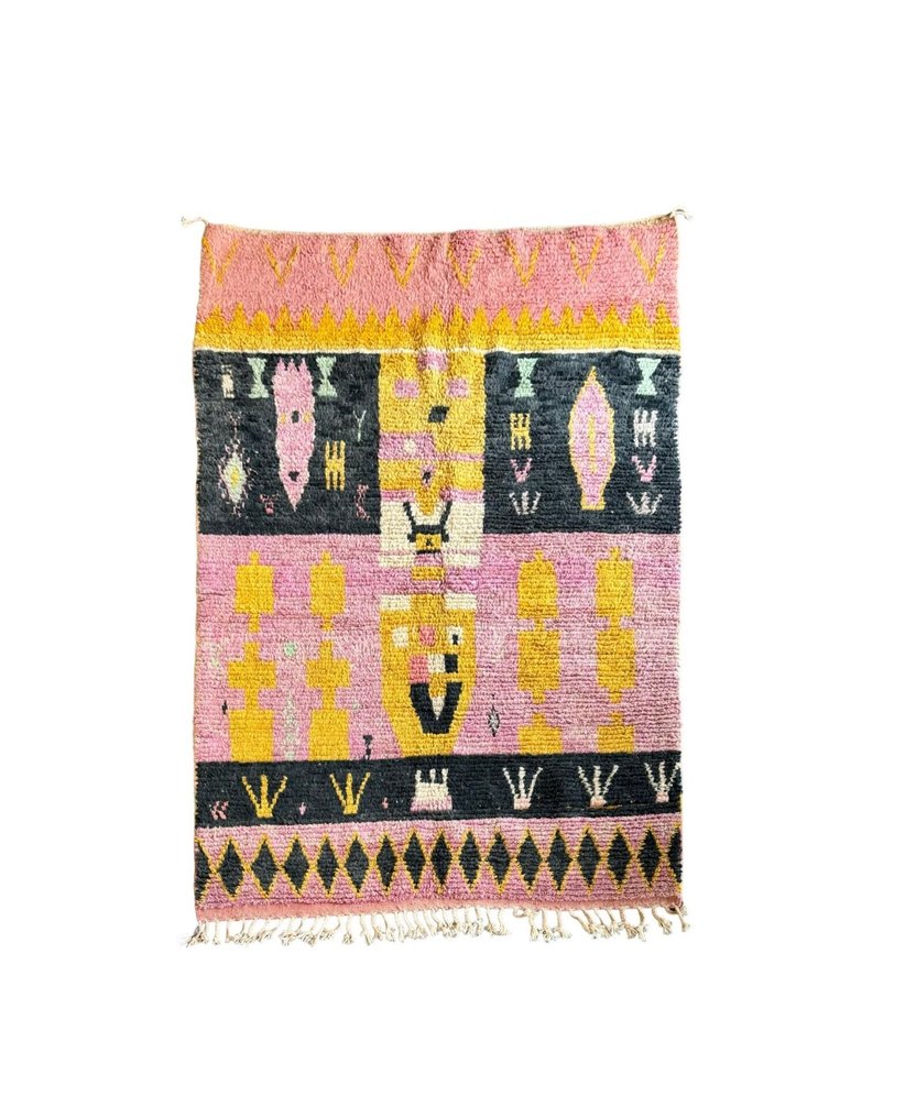 Berber Pink Wool Carpet - Handwoven Berber Carpet with Geometric Patterns - Rug - 270 cm - 165 cm #1.0