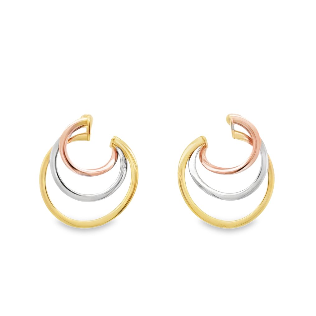 Σκουλαρίκια - 18 καράτια Κίτρινο χρυσό, Λευκός χρυσός, Ροζ χρυσό - Τρίχρωμη σημαία #2.1