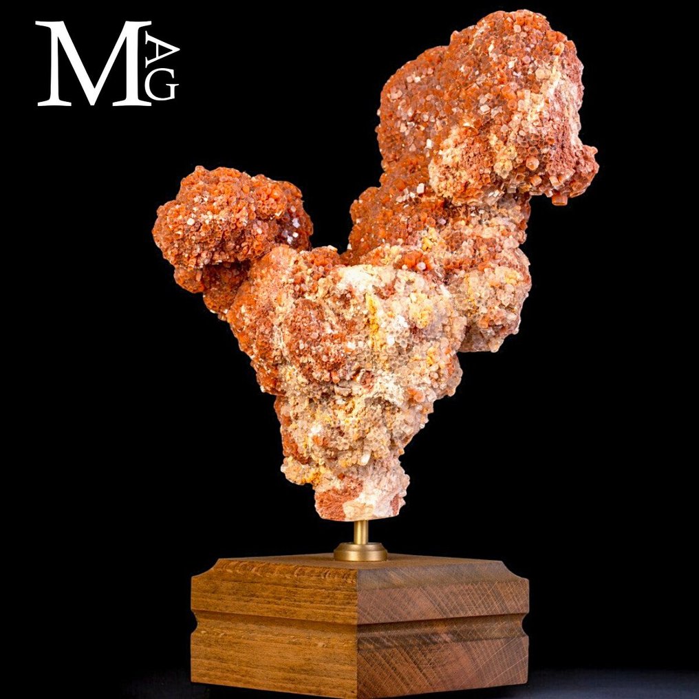 Αστέρι Αραγκόνιτα από το Μαρόκο – Θαύματα κρυστάλλου της Γης - Καλλιτεχνική βάση από ξύλο και - Ύψος: 255 mm - Πλάτος: 170 mm- 2080 g #4.3