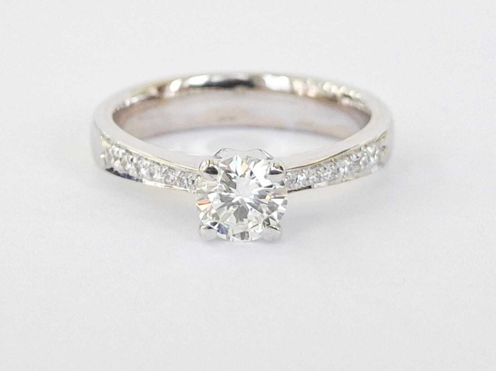 訂婚戒指 - 18 克拉 白金 - 0.71ct. tw. 鉆石 (天然) - 鉆石 #1.0