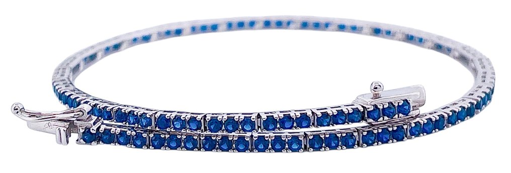 χωρίς τιμή ασφαλείας - Βραχιόλι - 18 καράτια Λευκός χρυσός Ζαφείρι #1.0