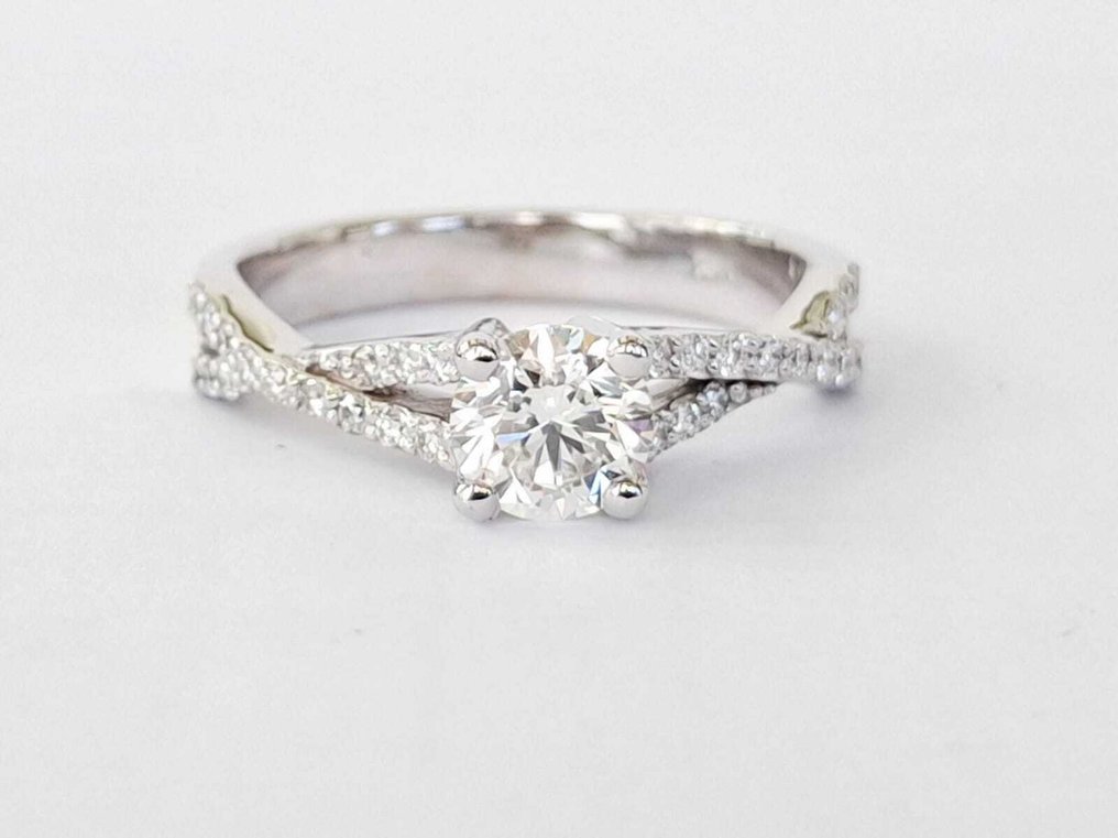 Kihlasormus - 18 kt. Valkokulta - 0.96ct. tw. Timantti (Luonnollinen) - Timantti #1.0