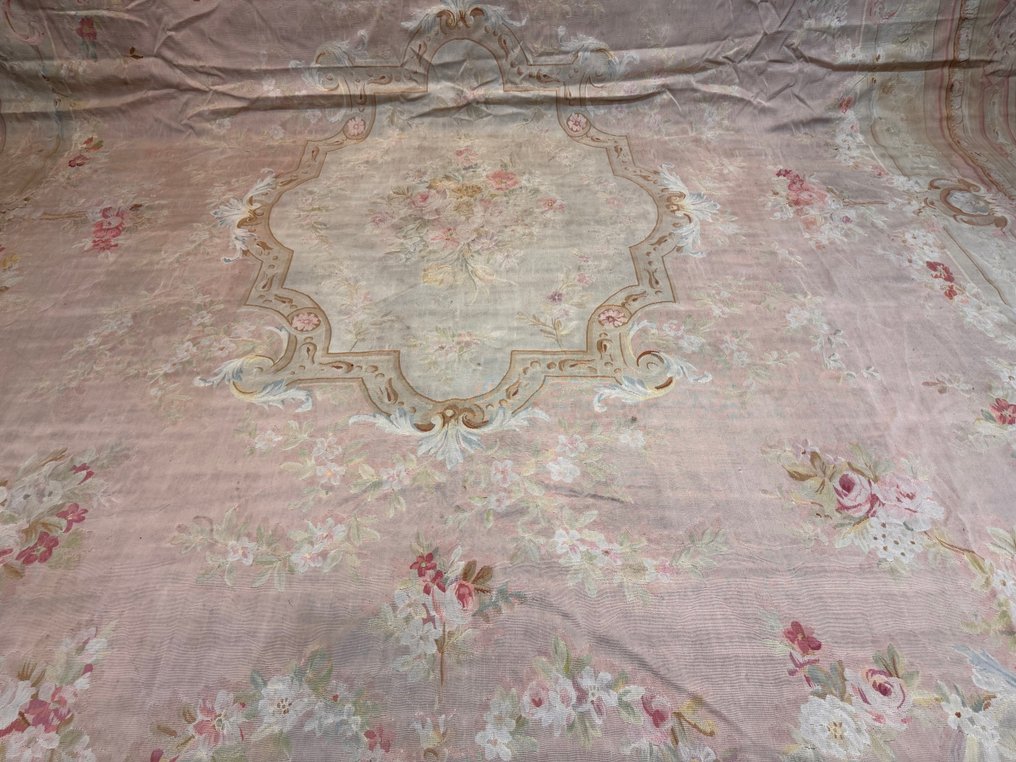 Antikt Aubusson-tæppe i oversize-format – fransk håndværk på højeste niveau - Tæppe - 505 cm - 440 cm - franske fladvævninger #2.1