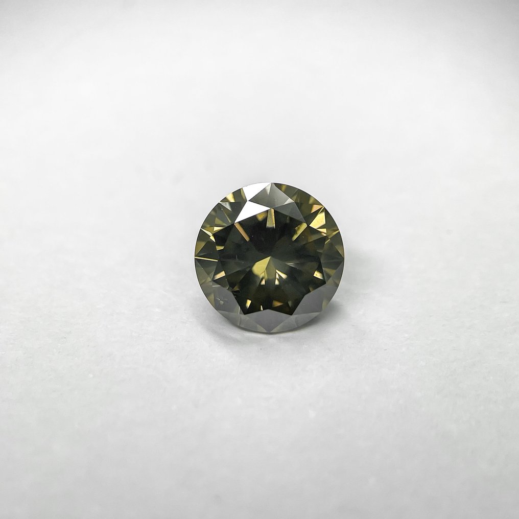 1 pcs 鑽石  (天然彩色)  - 2.02 ct - 圓形 - Fancy dark 褐色, 淡綠色 黃色 - SI2 - 美國寶石學院（Gemological Institute of America (GIA)） #3.2