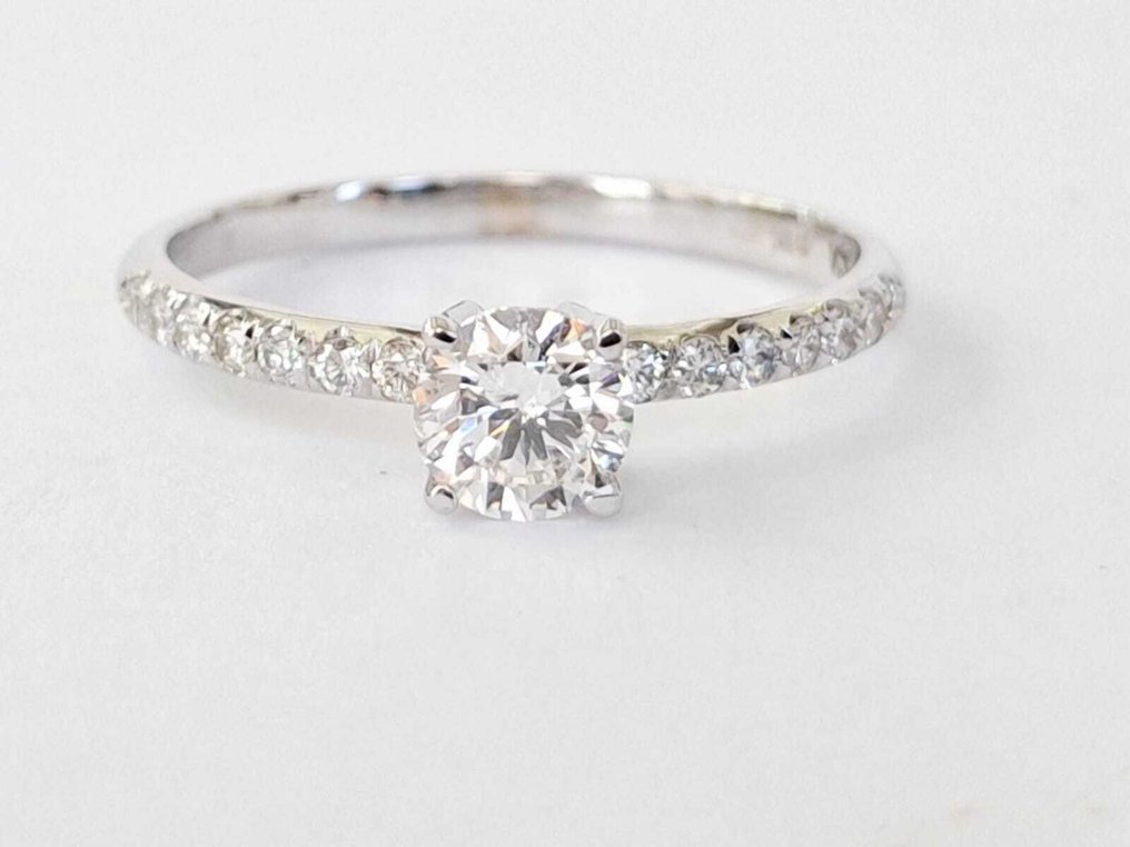 订婚戒指 - 14K包金 白金 - 0.70ct. tw. 钻石 (天然) - 钻石 #1.0