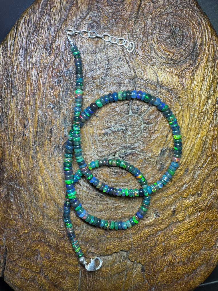 Φυσικά μαύρα οπαλέ από την Αιθιοπία + Ασήμι 925. 45,16 καράτια. Δεν υπάρχει όριο ελάχιστης τιμής. Κοσμήματα- 9.03 g #2.1