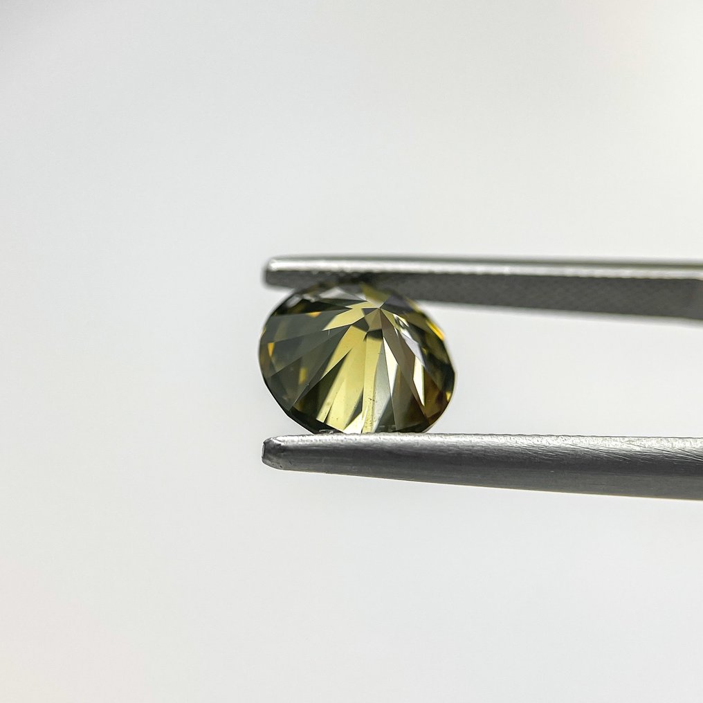 1 pcs 鑽石  (天然彩色)  - 2.02 ct - 圓形 - Fancy dark 褐色, 淡綠色 黃色 - SI2 - 美國寶石學院（Gemological Institute of America (GIA)） #1.0