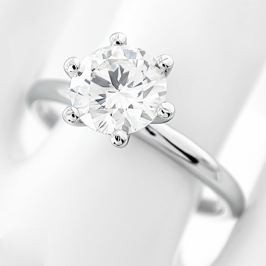 Bague - 14 carats Or blanc, H/VS1 - 1.01ct. tw. Diamant (Naturelle) - Certificat IGI #1.0