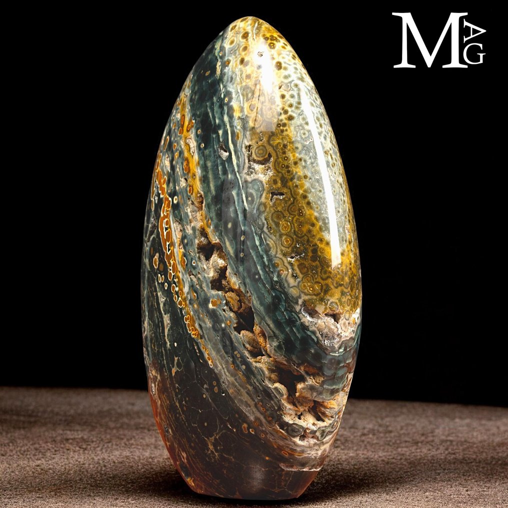 Ikke meget på markedet - den sjældne 4. vene Ocean Jasper - Orbicular Jasper. - Højde: 210 mm - Bredde: 140 mm- 2634 g #2.1