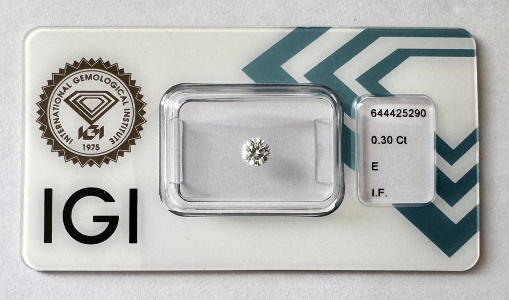 1 pcs Διαμάντι (Φυσικό) - 0.30 ct - Στρογγυλό - E - IF - International Gemological Institute (IGI) #1.0