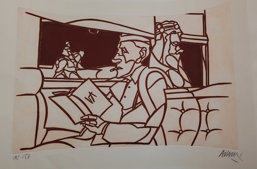 Valerio Adami (1935) - 雕刻块, Senza titolo - 50 cm - 纸 #1.0