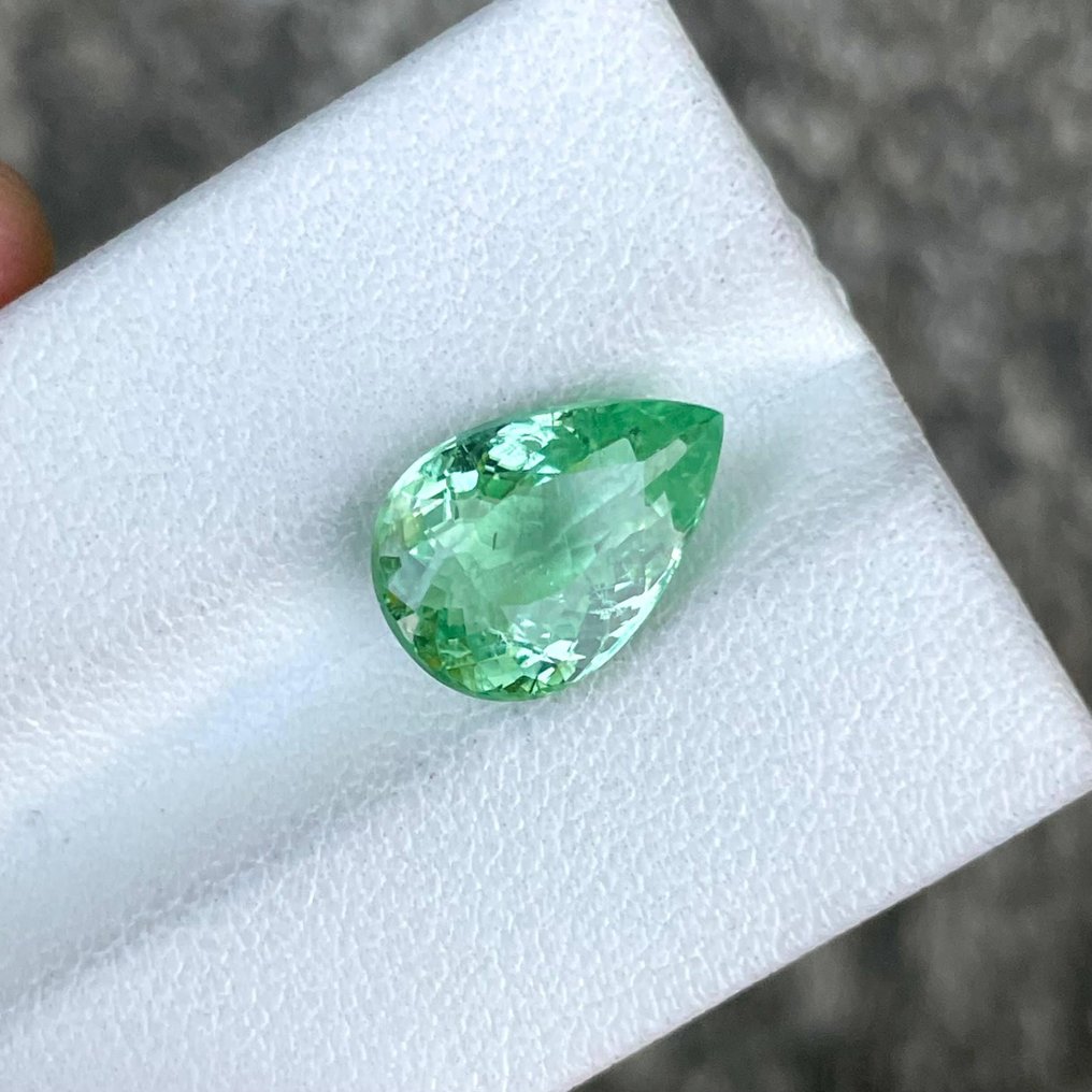 1 pcs  蓝色, 绿色 帕拉伊巴碧玺  - 4.37 ct - 国际有色宝石协会（ICA GemLab） - 梨形Paraiba电气石 #1.0