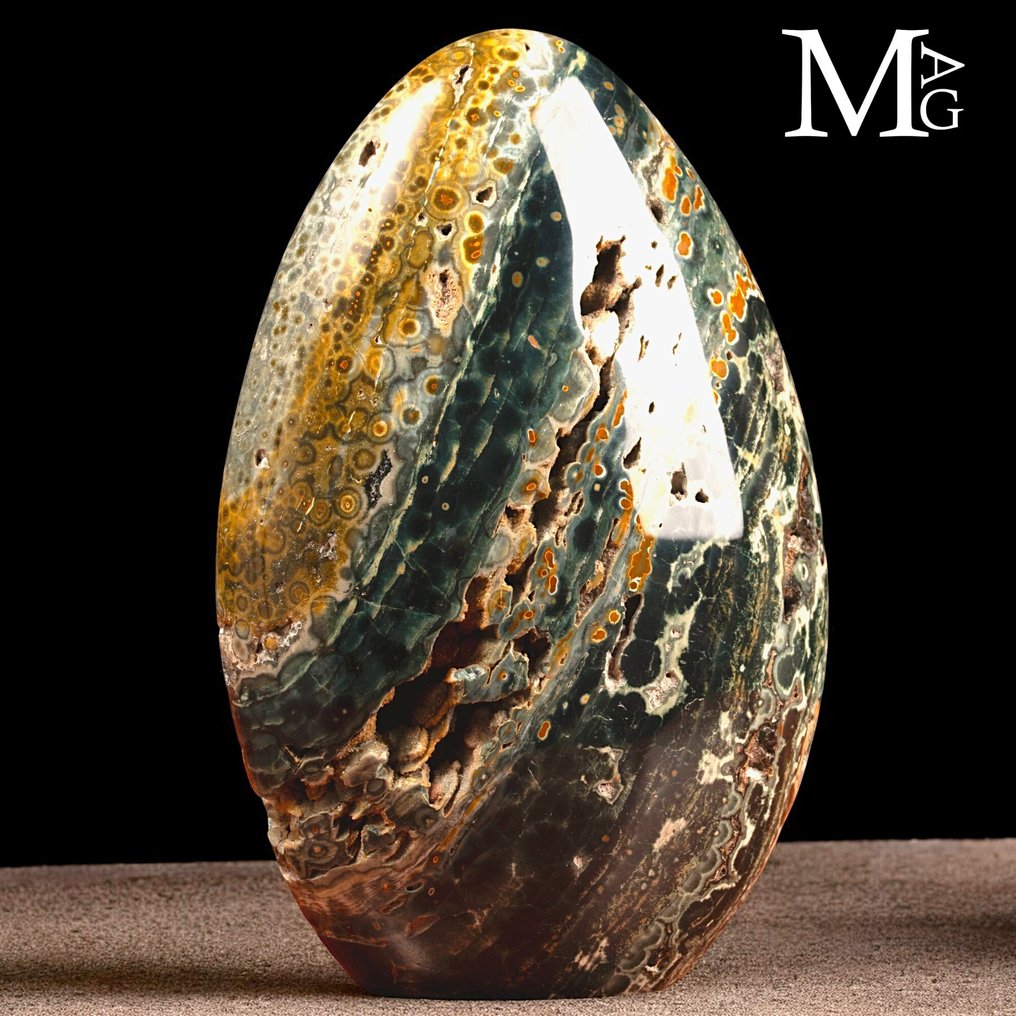 Ikke meget på markedet - den sjældne 4. vene Ocean Jasper - Orbicular Jasper. - Højde: 210 mm - Bredde: 140 mm- 2634 g #3.2