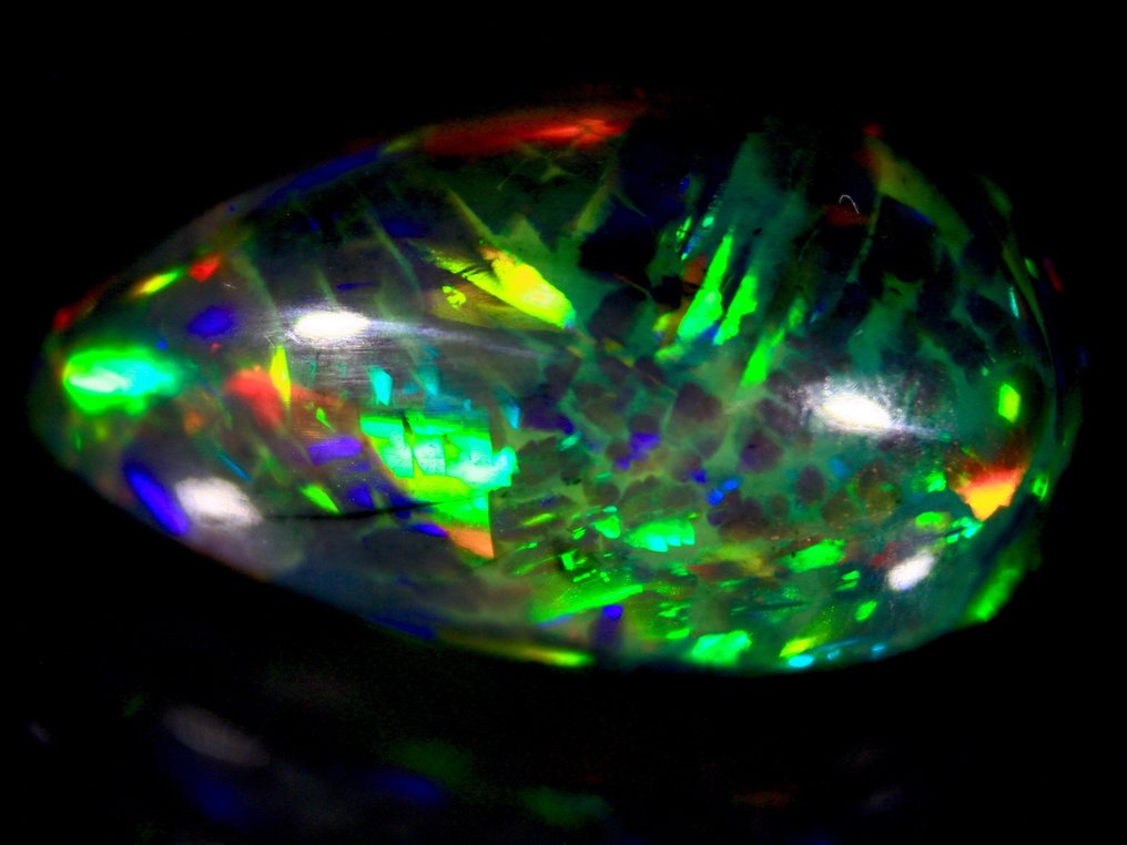 UNICO! Ct. 17.50 Opale Nero Goccia - 弧面形 - 高度: 24 mm - 宽度: 15 mm- 3.5 g #1.0